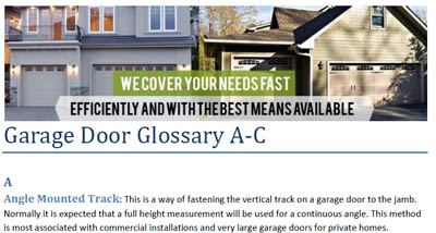 Glossary - Garage Door Repair Rosenberg